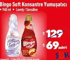 BİNGO SOFT KONSANTRE YUMUŞATICI 960 ML